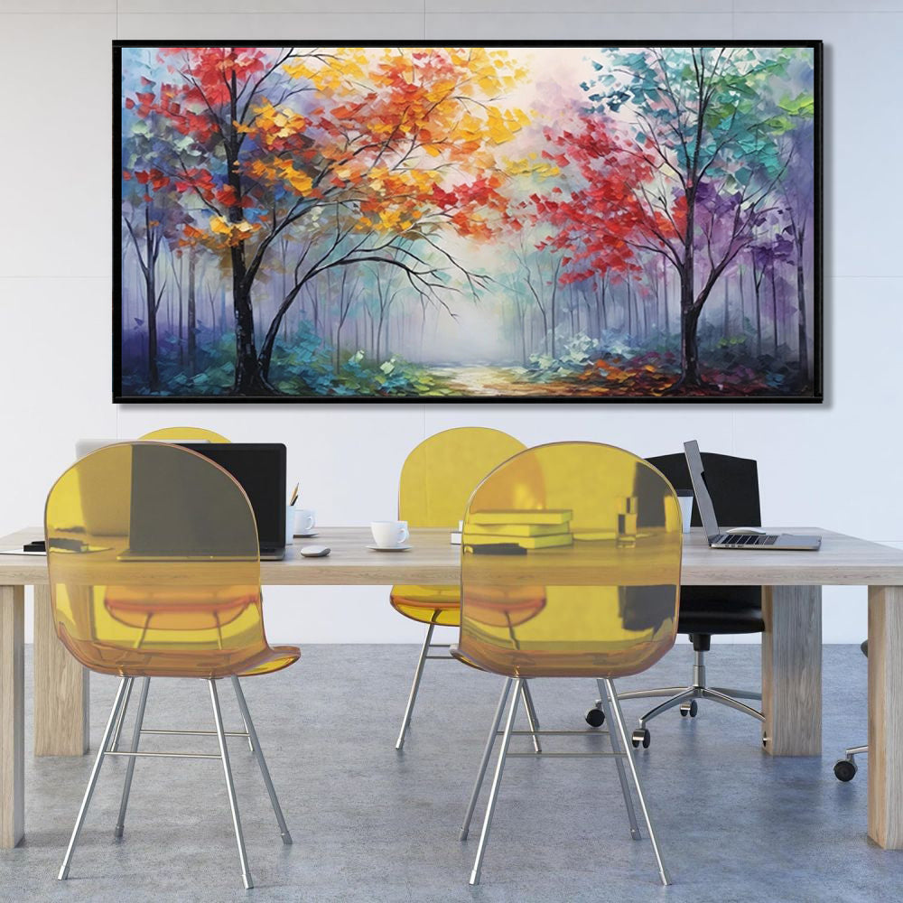 Herfstbos bij Dageraad — Abstract Canvas | Velvet Crown