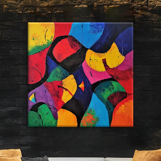 Kleurrijk Abstract Canvas — Handgeschilderd | Velvet Crown