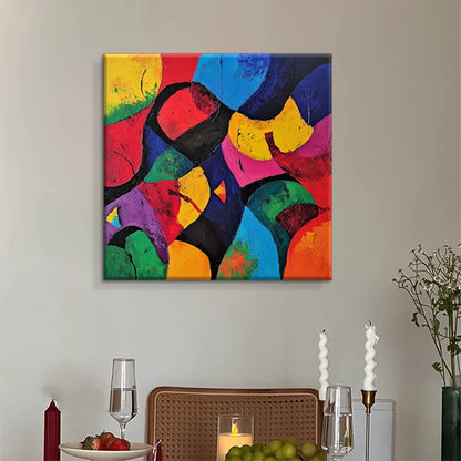 Kleurrijk Abstract Canvas — Handgeschilderd | Velvet Crown