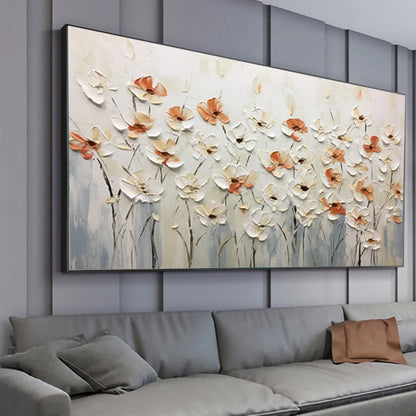Kleine Witte Bloemen — Abstract Mes-Schilderij | Velvet Crown