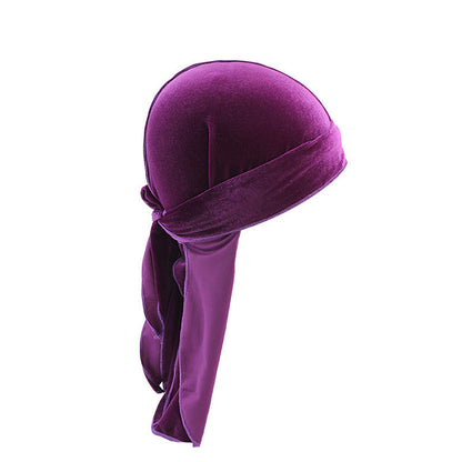 Velvet Long Tail Bonnet - Stylish Sleep Cap