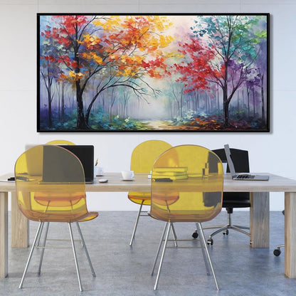 Herfstbos bij Dageraad — Abstract Canvas | Velvet Crown