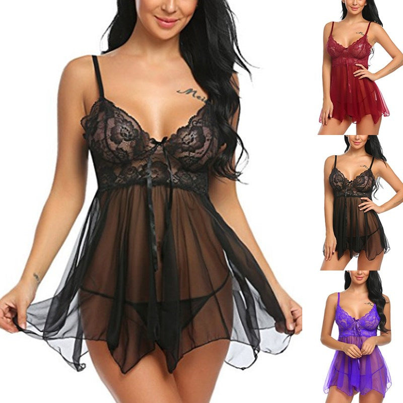 Front Slit Lace Nightdress — Velvet Nights Collection