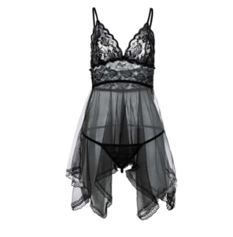 Front Slit Lace Nightdress — Velvet Nights Collection