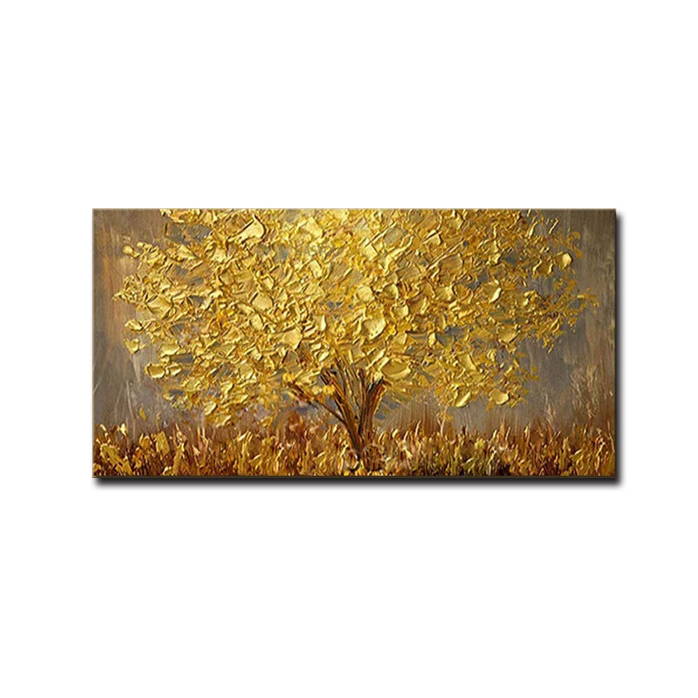 Gouden Boom — Mes-Schilderij op Canvas | Velvet Crown