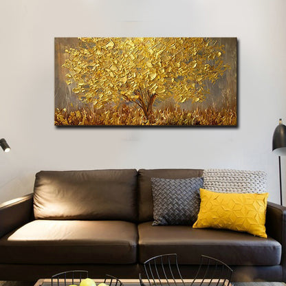 Gouden Boom — Mes-Schilderij op Canvas | Velvet Crown