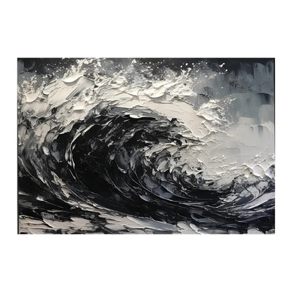 Zwart-Wit Abstract Canvas — Handgeschilderd | Velvet Crown