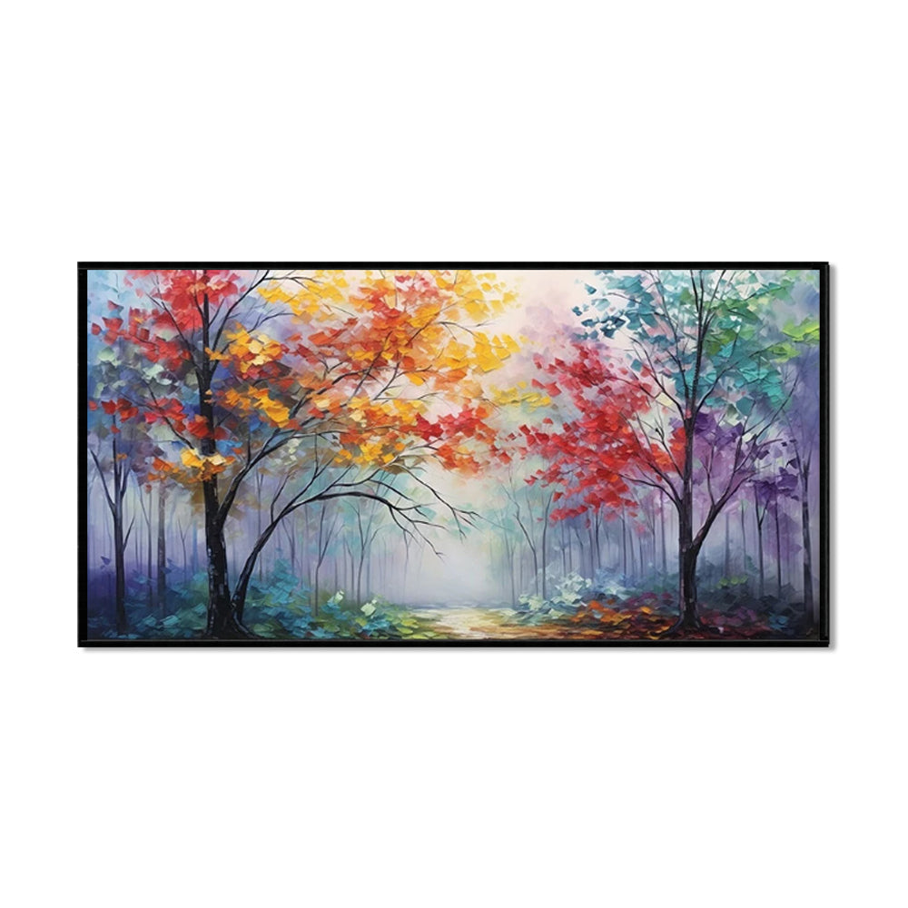 Herfstbos bij Dageraad — Abstract Canvas | Velvet Crown