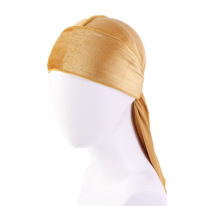 Velvet Long Tail Bonnet - Stylish Sleep Cap