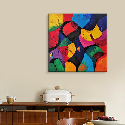 Kleurrijk Abstract Canvas — Handgeschilderd | Velvet Crown