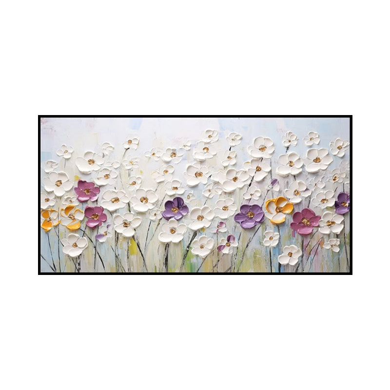 Kleine Witte Bloemen — Abstract Mes-Schilderij | Velvet Crown