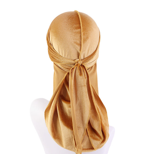Velvet Long Tail Bonnet - Stylish Sleep Cap