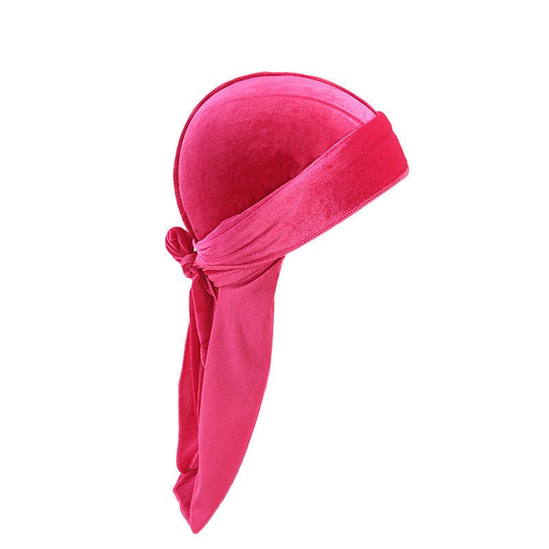 Velvet Long Tail Bonnet - Stylish Sleep Cap