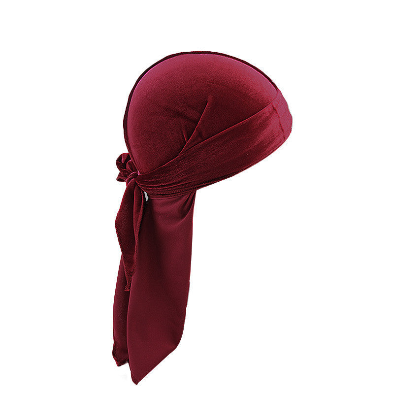 Velvet Long Tail Bonnet - Stylish Sleep Cap
