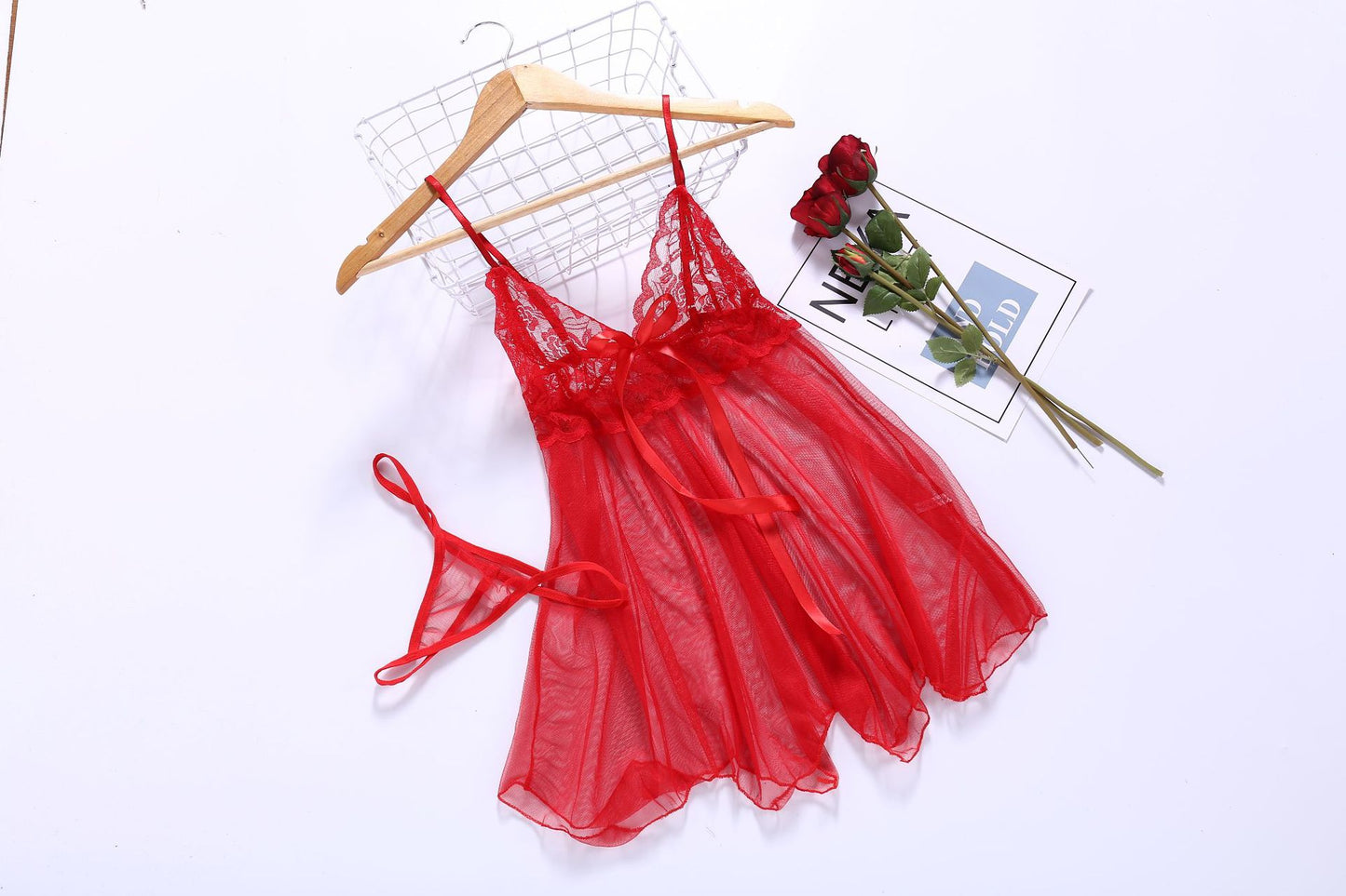 Front Slit Lace Nightdress — Velvet Nights Collection