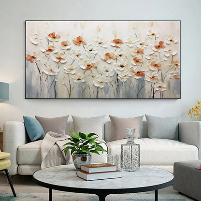 Kleine Witte Bloemen — Abstract Mes-Schilderij | Velvet Crown