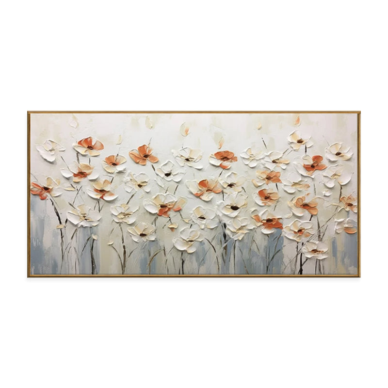 Kleine Witte Bloemen — Abstract Mes-Schilderij | Velvet Crown