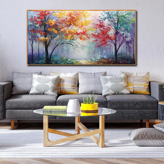 Herfstbos bij Dageraad — Abstract Canvas | Velvet Crown