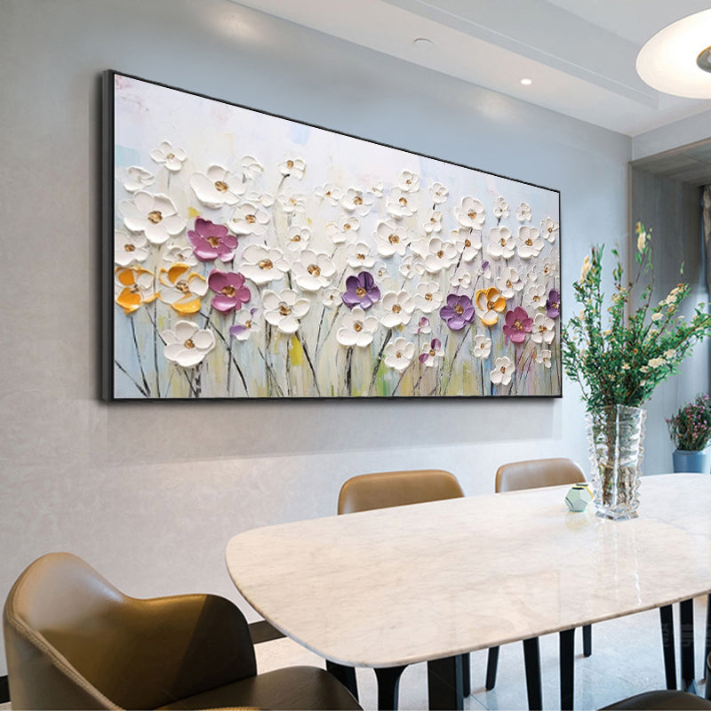 Kleine Witte Bloemen — Abstract Mes-Schilderij | Velvet Crown