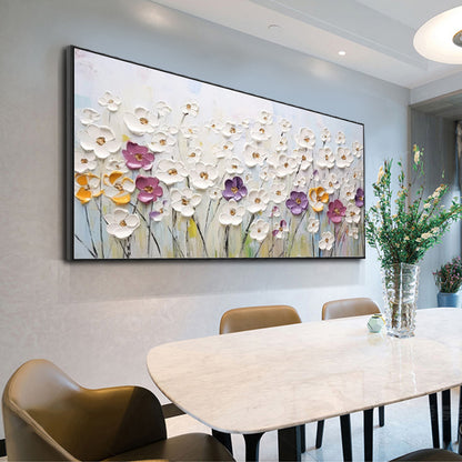 Kleine Witte Bloemen — Abstract Mes-Schilderij | Velvet Crown