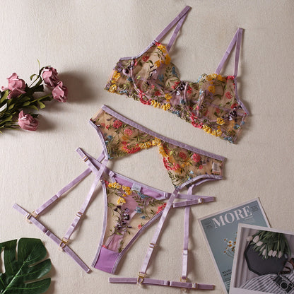 Floral Embroidery Push-Up Lingerie Set — Velvet Bloom Collection