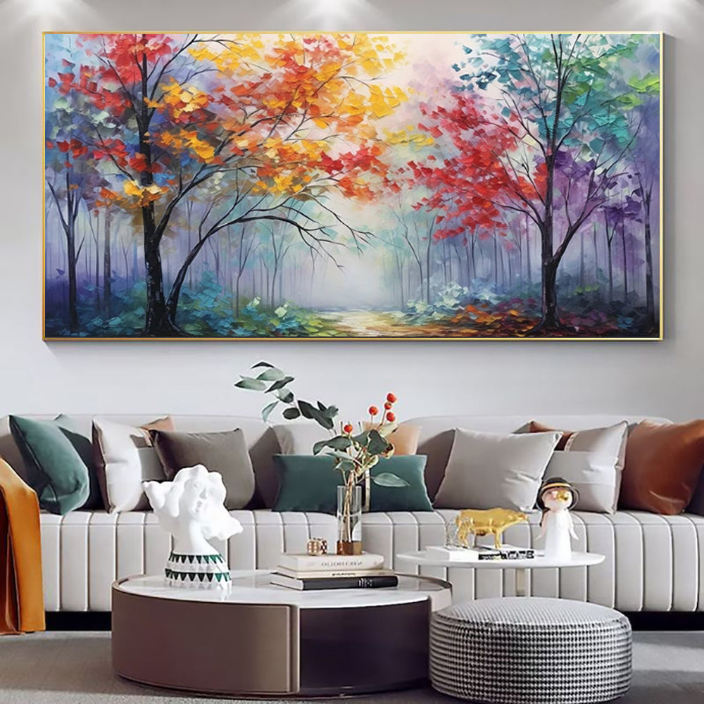 Herfstbos bij Dageraad — Abstract Canvas | Velvet Crown