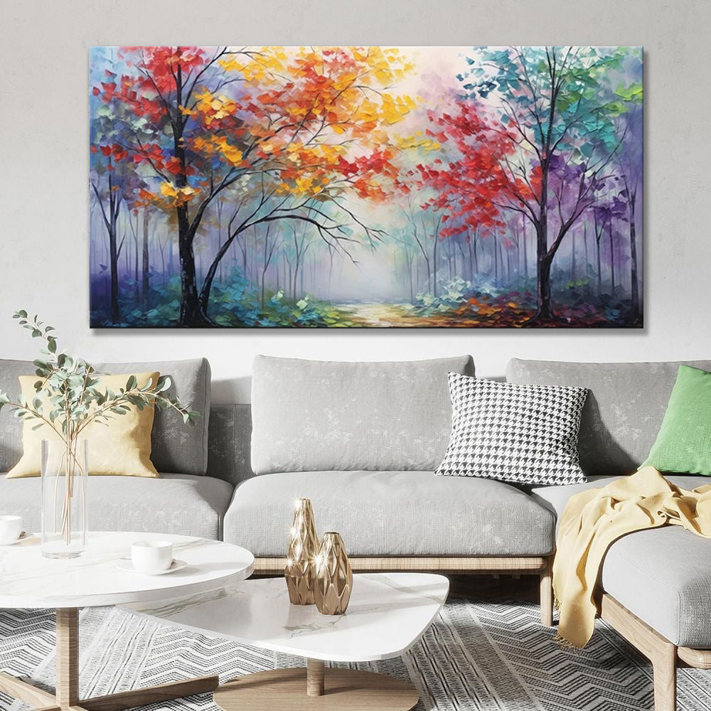 Herfstbos bij Dageraad — Abstract Canvas | Velvet Crown