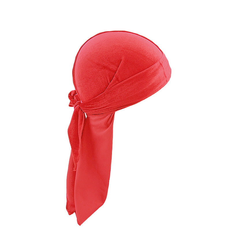 Velvet Long Tail Bonnet - Stylish Sleep Cap
