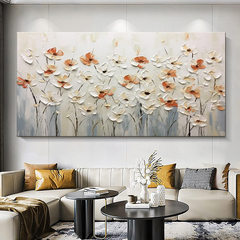 Kleine Witte Bloemen — Abstract Mes-Schilderij | Velvet Crown