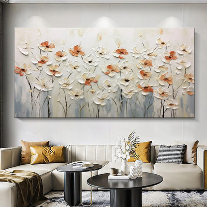 Kleine Witte Bloemen — Abstract Mes-Schilderij | Velvet Crown