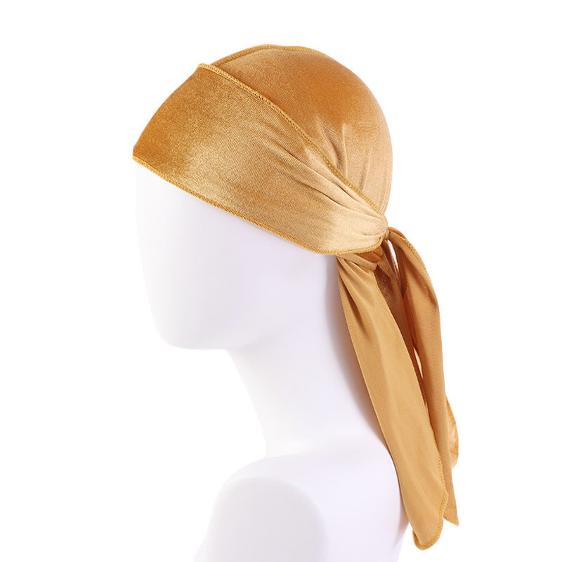 Velvet Long Tail Bonnet - Stylish Sleep Cap