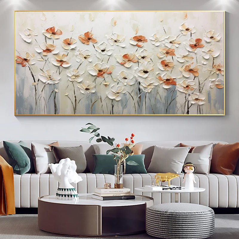 Kleine Witte Bloemen — Abstract Mes-Schilderij | Velvet Crown