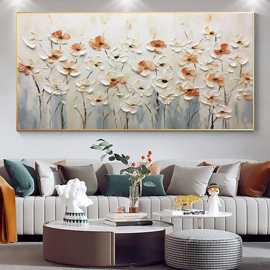Kleine Witte Bloemen — Abstract Mes-Schilderij | Velvet Crown