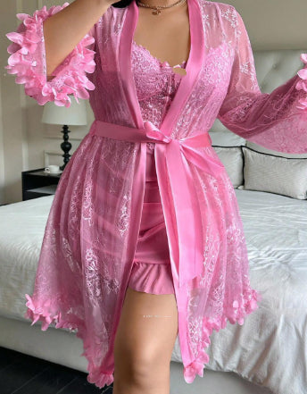Sheer Lace Slip Dress & Robe Set — Velvet Nights Collection