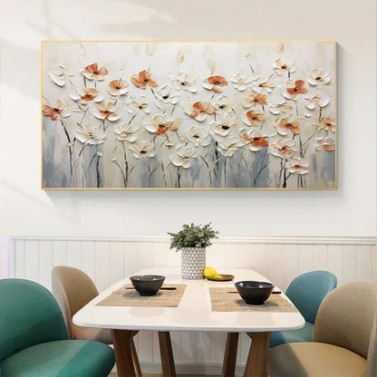 Kleine Witte Bloemen — Abstract Mes-Schilderij | Velvet Crown