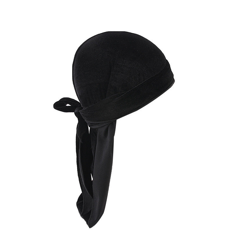 Velvet Long Tail Bonnet - Stylish Sleep Cap