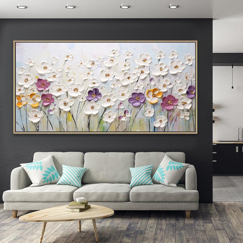 Kleine Witte Bloemen — Abstract Mes-Schilderij | Velvet Crown