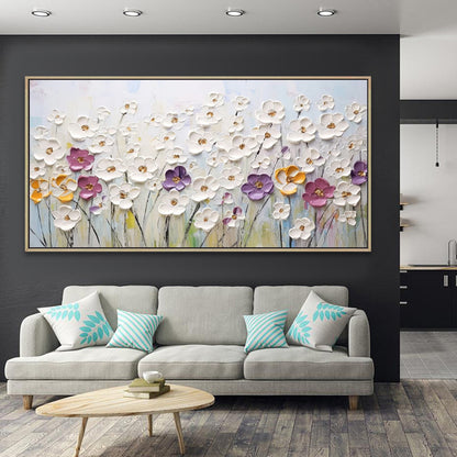 Kleine Witte Bloemen — Abstract Mes-Schilderij | Velvet Crown