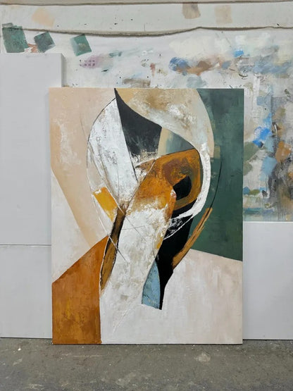 Wabi-Sabi Minimalist Canvas — Handgeschilderd | Velvet Crown