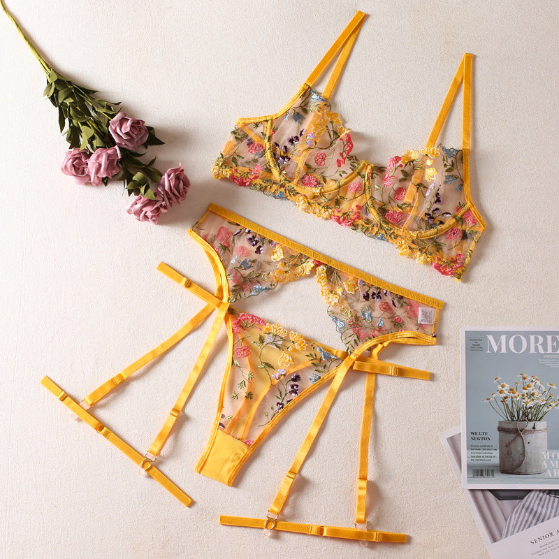 Floral Embroidery Push-Up Lingerie Set — Velvet Bloom Collection