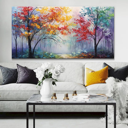 Herfstbos bij Dageraad — Abstract Canvas | Velvet Crown