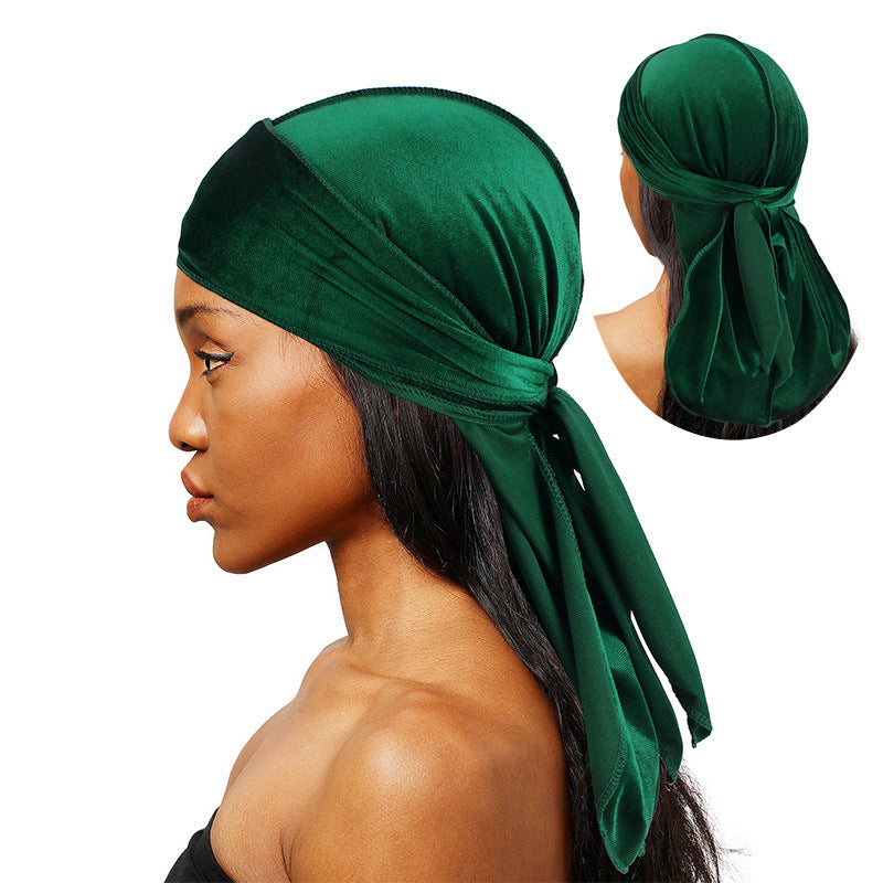 Velvet Long Tail Bonnet - Stylish Sleep Cap