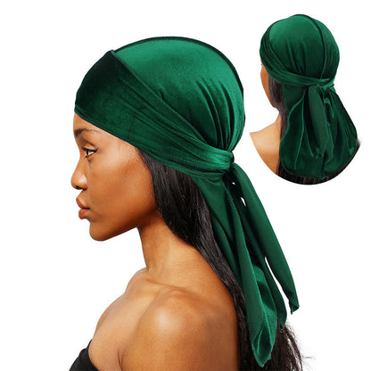 Velvet Long Tail Bonnet - Stylish Sleep Cap