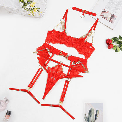 Lace Hollow Push-Up Lingerie Set — 5-Delig | Velvet Crown