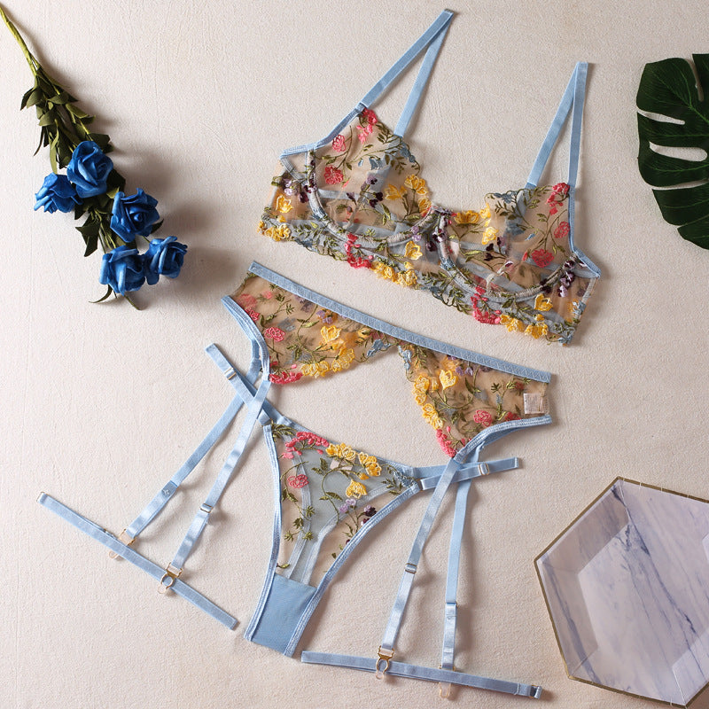 Floral Embroidery Push-Up Lingerie Set — Velvet Bloom Collection
