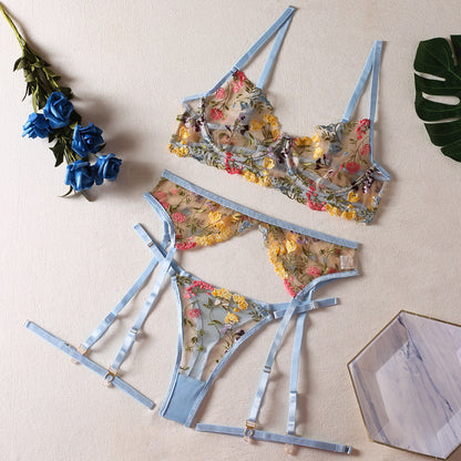 Floral Embroidery Push-Up Lingerie Set — Velvet Bloom Collection