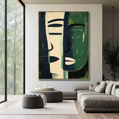 Abstract Groen Gezicht — Canvas Schilderij | Velvet Crown